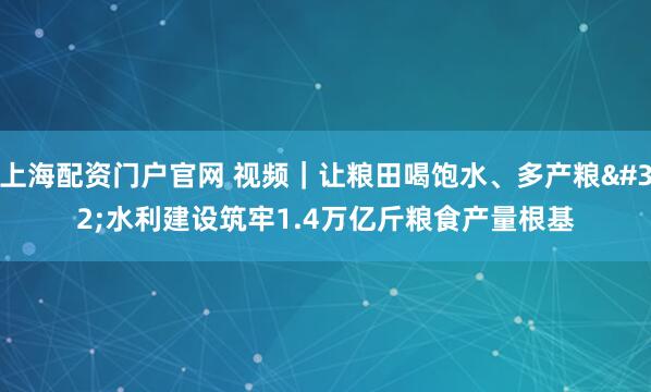 上海配资门户官网 视频｜让粮田喝饱水、多产粮 水利建设筑牢1.4万亿斤粮食产量根基